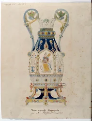 Caraffa giapponese. Acquerello di Alexandre Evariste Fragonard (1780-1850) 1832 Sèvres. Manifattura di porcellana