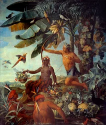 Pescatori e Cacciatori Indiani Dipinto di Francois Desportes (1661-1743) 18° secolo Marsiglia, museo delle Belle Arti