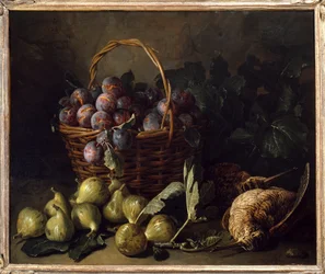 Natura morta, fichi e prugne