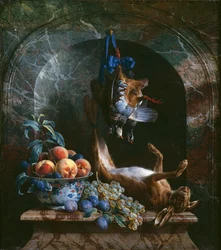 Natura morta con selvaggina morta in una nicchia di marmo, 1706
