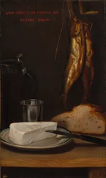 Natura morta con aringa, pane e formaggio, 1858