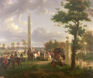 Incontro tra Napoleone I (1769-1821) e Papa Pio VII (1742-1823) nella foresta di Fontainebleau nel 1804, 1808