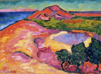 Scena costiera con collina rossa, 1911