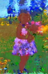 Ragazza con bouquet in giardino, 2020, (tecnica mista)