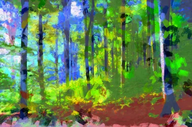 Mattina, foresta, 2020, (tecnica mista)