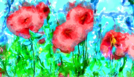 Papaveri e nuvole, 2020, (tecnica mista)