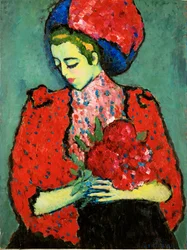 Ragazza con peonie (olio su tela)