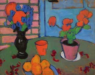 Natura morta con fiori e arance