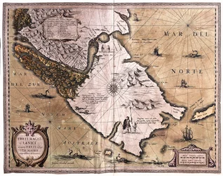 Stretto di Magellano, Terra del Fuoco, di A.H. Jaillot in 