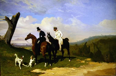 Una pausa durante una cavalcata con i cani
