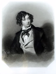 Ritratto di Benjamin Disraeli Esquire (1804-81) M.P., inciso da H. Robinson, c.1840