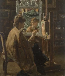 Artista nel suo studio (olio su pannello)