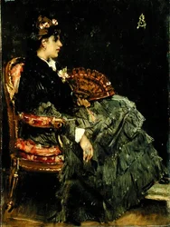 Signora seduta con un ventaglio
