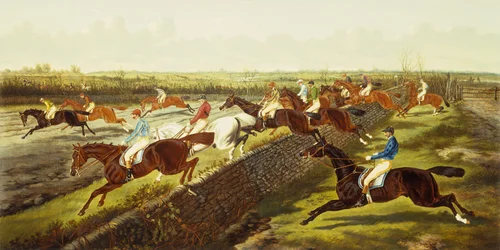 Un Steeplechase (olio su tela)