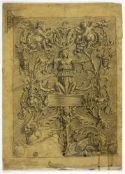 Design decorativo con putti e grifoni
