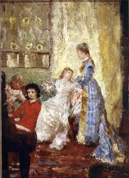 Signora in un vestito blu o Il pianoforte