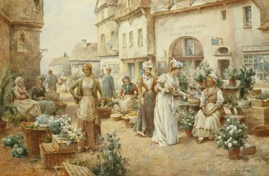 Un Mercato dei Fiori, Francia, 1900