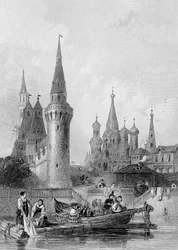 La Chiesa di Vasili Blagennoi, Mosca, incisa da J. H. Kernot, c.1844