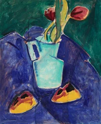 Tulipani in un vaso verde