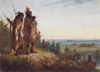 Attraversando il divario o Trapper assetati che si precipitano verso il fiume, c.1837