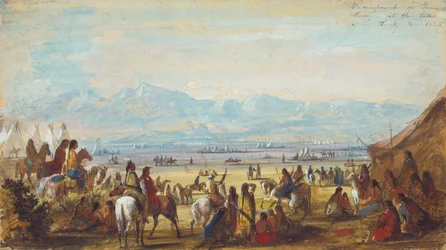 Accampamento sul fiume Verde alla base delle Montagne Rocciose, c.1837
