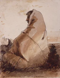 Indiano che piange su una tomba, segnata da un teschio di bufalo, c.1837
