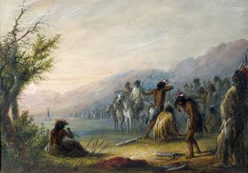 Indiani che provano i loro archi
