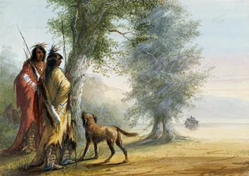 Indiani osservano una canoa