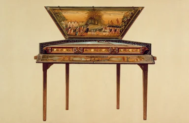 Salterio martellato in una cassa armonica dipinta, XVIII secolo, da 
