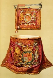 Tromba di stato, probabilmente Giorgio III, e tamburo con ornamenti di stato, da 