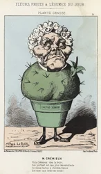 Pianta Grassa: Caricatura su Adolphe Crémieux - ill. dal 25/02/1871 in Fiori, Frutti e Verdure del Giorno