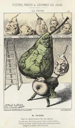 La Peire: caricatura su Thiers - ill. del 14/02/1871 di Alfred Le Petitty, in "Fiori, Frutti e Verdure del Giorno"