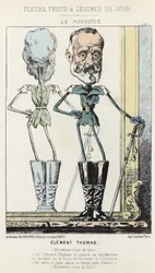 Le Myosotis: caricatura su Clément Thomas - ill. dal 03/02/1871 in Fiori, Frutti e Verdure del Giorno