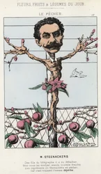 Le Pêcher: Caricatura su Steenackers - ill. dal 30/01/1871 in Fiori, Frutti e Verdure del Giorno