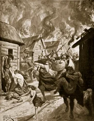 Canterbury Bruciata dai Danesi, 851 d.C., illustrazione da 