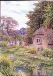 Sul fiume Avon a Lake, vicino a Salisbury, da The Cottages and the Village Life of Rural England pubblicato da Dent & Sons Limited