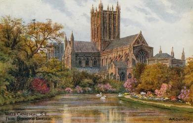 Cattedrale di Wells sud-est dal Giardino del Vescovo