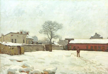 Sotto la neve, cortile della fattoria a Marly-le-Roi