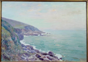 Veduta delle coste del Galles nella nebbia. Dipinto di Alfred Sisley