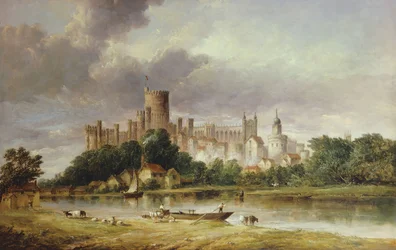 Veduta del Castello di Windsor dai Brocas Meadows, 1856