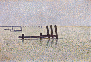 Vista della Manica a Nieuport in Belgio - Pittura di Alfred William Finch, ca. 1889