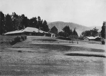 18ª buca e club house, Golf Links, Nuwara Eliya, elevazione 6.200 piedi, c1890, 1910