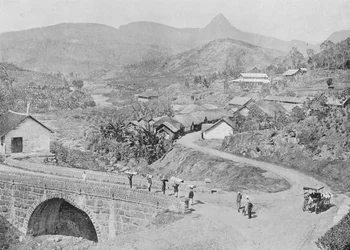 Veduta di Maskeliya con il Picco di Adamo, c1890