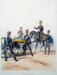 Esercito napoleonico: Artiglieria leggera. Incisione di Alfred De Marbot (XIX secolo) 1812. Malmaison, Museo del Castello