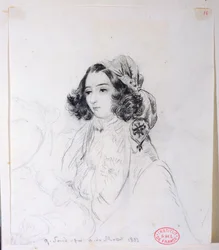 George Sand (1804-76) con un foulard, 1833