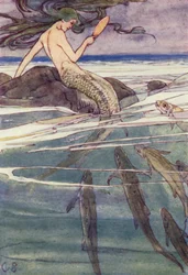 Stava pettinando le sue lunghe trecce (litografia a colori)