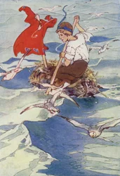 Spiegando il suo cappotto al vento, navigava allegramente