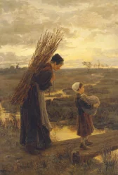 Tornano a casa per la loro strada stanca (olio su tela)
