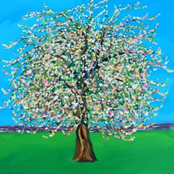 Albero in fiore dai colori vivaci