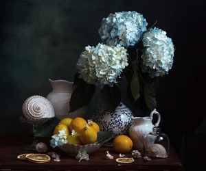 Ortensie blu e limoni